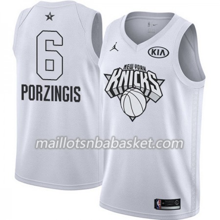 Maillot Homme New York Knicks Kristaps Porzingis 6 2018 All Star Jordan Brand Blanc Swingman